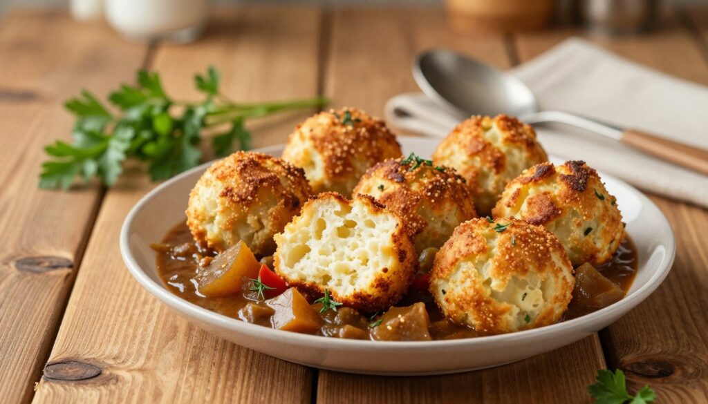 Pfannenknödel zu Gulasch Pfannenknödel zu Gulasch