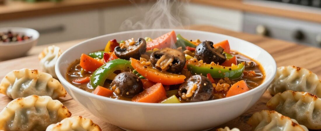 Veganes Gulasch mit Pfannenknödeln So gelingt dein Gericht