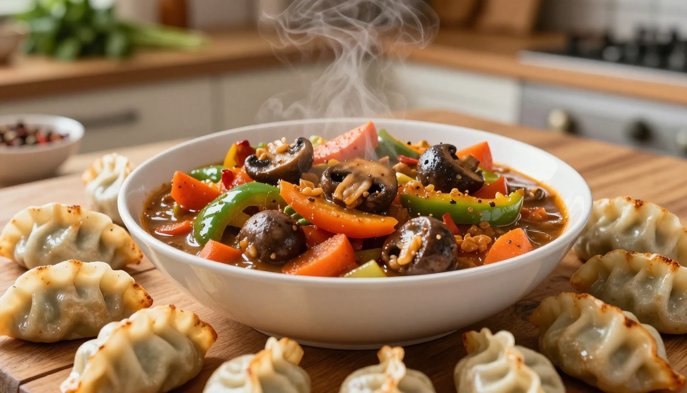 Veganes Gulasch mit Pfannenknödeln So gelingt dein Gericht
