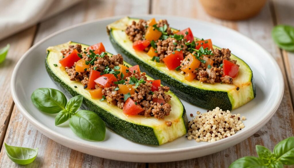leckere gefüllte Zucchini und veganes Hack leckere gefüllte Zucchini und veganes Hack